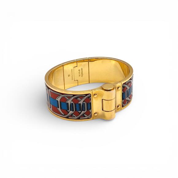 Hermès Charnière Uni Bracelet Gold-Tone Enamel Made in France - Picture 3 of 6